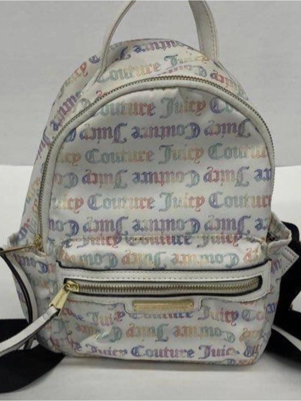 Juicy Couture White Mini Backpack with Multicolor Logo